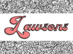 Lawsons Records UK small logo with artwork background and Lawsons pink font
